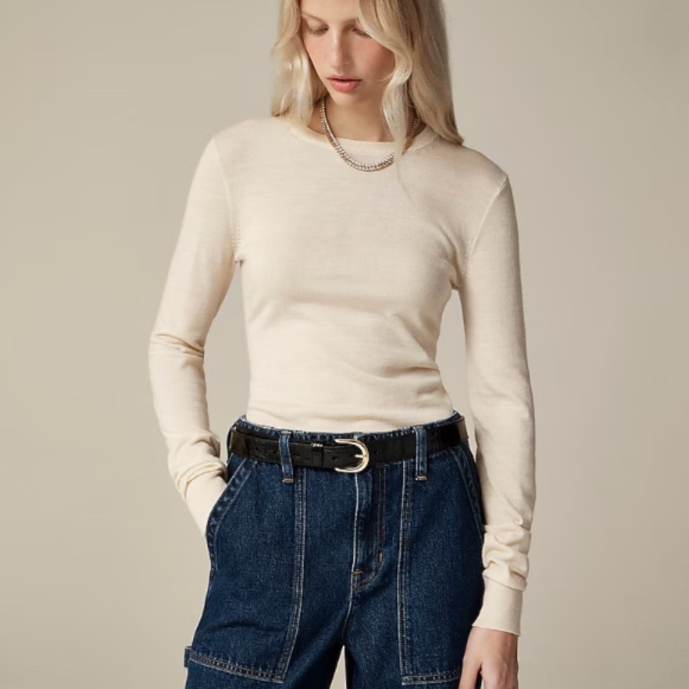 JCrew Margot Crewneck - Merino Wool - Blush Pink - Size Small